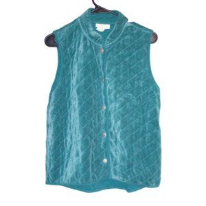 Apple Seeds Velvet Teal Snap Button Vest Size Medium